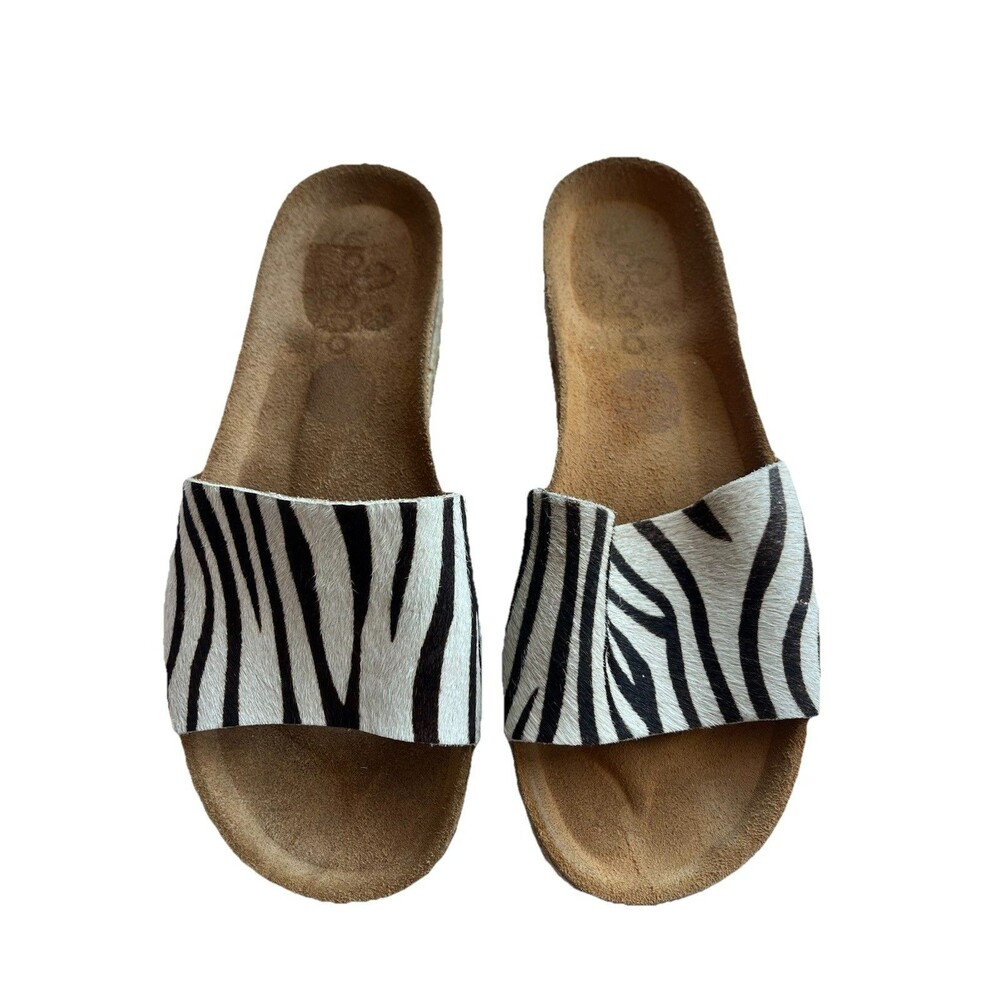 Yokono Zebra Cork & Rope Platform Slide Mule Sandals Women SZ  7.5 Made In Spain